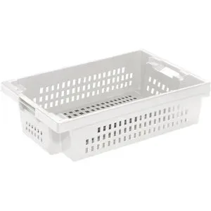 kaiserkraft Drehstapelbehälter aus HDPE, Volumen 25 l, Wände und Boden geschlossen, naturweiß