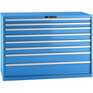 Schubladenschrank, Stahlblech, HxB 1000 x 1431 mm, 8 Schubladen, Tragkraft 75 kg, lichtblau LISTA
