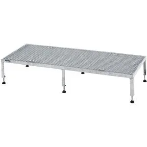 Arbeitsplattform, Höhenverstellbereich 255 - 320 mm, mit Gitterrostplatte, Plattform LxB 1510 x 610 mm, feuerverzinkt eurokraft pro