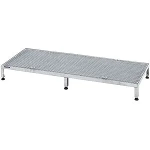Arbeitsplattform, Höhenverstellbereich 165 - 230 mm, mit Gitterrostplatte, Plattform LxB 1510 x 610 mm, feuerverzinkt eurokraft pro