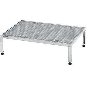 Arbeitsplattform, Höhenverstellbereich 255 - 320 mm, mit Gitterrostplatte, Plattform LxB 910 x 610 mm, feuerverzinkt eurokraft pro