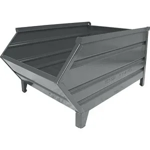 Stapelbehälter aus Stahlblech, mit Entnahmeöffnung, LxB 1000 / 800 x 500 mm, grau, ab 5 Stk Heson
