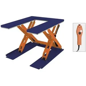 Flachform-Hubtisch, U-Form, Plattformbreite 1180 mm, Handbedienelement Edmolift