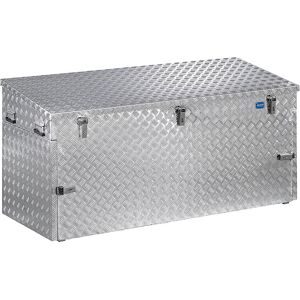 kaiserkraft Alu-Transportkiste Riffelblech, mit Gasdruckdämpfer, Inhalt 883 l