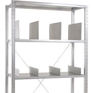 Fachteiler für Schwerlastregal, verzinkt, Höhe 150 mm, VE 10 Stk, Tiefe 600 mm Manorga