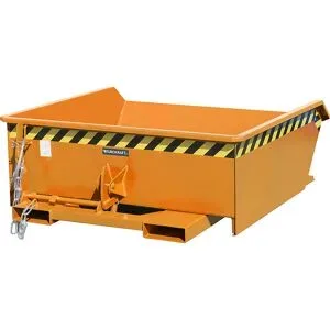 Mini-Kippbehälter, niedrige Schüttkante, Volumen 0,61 m³, orange RAL 2000 eurokraft pro