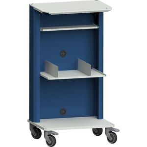 Laptop- / Gerätewagen, mit zusätzlicher Ablage, 2 Buchstützen, grau / blau ANKE