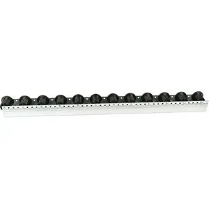 kaiserkraft Rollenleiste mit Spurkranzrollen, Teilung 104 mm, Ø 50 mm, Kunststoff, Länge 1,2 m