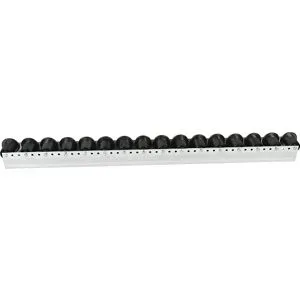 kaiserkraft Rollenleiste mit Spurkranzrollen, Teilung 78 mm, Ø 50 mm, Kunststoff, Länge 2,4 m, ab 4 Stk