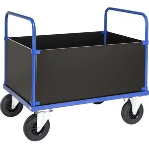 Plattformwagen KM33, Kofferaufbau hoch, LxB 1000 x 700 mm, 2 Lenk- und 2 Bockrollen, ab 2 Stk Kongamek
