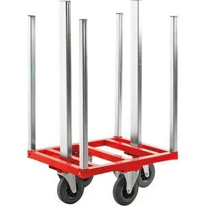 Transportwagen für Palettenrahmen KM224, LxBxH 800 x 600 x 1215 mm, 2 Lenkrollen mit Stopp, 2 Bockrollen Kongamek