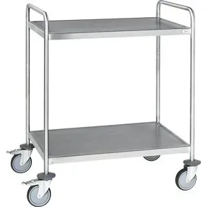 Edelstahl-Etagenwagen, verschweißt, LxBxH 1075 x 575 x 1010 mm, 2 Etagen, ab 2 Stk Kongamek