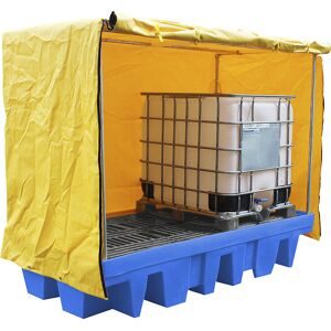 kaiserkraft PE-Auffangwanne mit Planenaufbau, für 2 x 1000-l-IBC/KTC, Auffangvolumen 1140 l