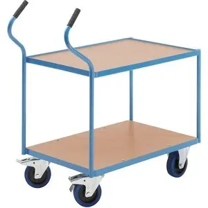 Industrie-Tischwagen, Vollelastik-Reifen, spurlos, Etagenhöhen 235 / 765 mm eurokraft pro
