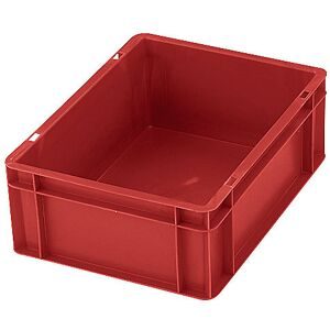 kaiserkraft Euro-Format-Stapelbehälter, Wände und Boden geschlossen, LxBxH 600 x 400 x 75 mm, rot, VE 5 Stk