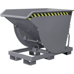 Kippbehälter, schmale Ausführung, Volumen 0,5 m³, Traglast 2500 kg, grau RAL 7005 eurokraft pro