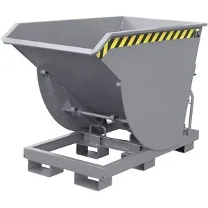 Kippbehälter, schmale Ausführung, Volumen 0,75 m³, Traglast 3000 kg, grau RAL 7005 eurokraft pro