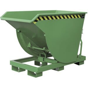 Kippbehälter, schmale Ausführung, Volumen 0,5 m³, Traglast 2500 kg, resedagrün RAL 6011 eurokraft pro