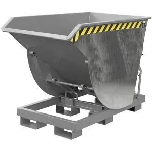 Kippbehälter, schmale Ausführung, Volumen 0,75 m³, Traglast 3000 kg, feuerverzinkt nach EN ISO 1461 eurokraft pro
