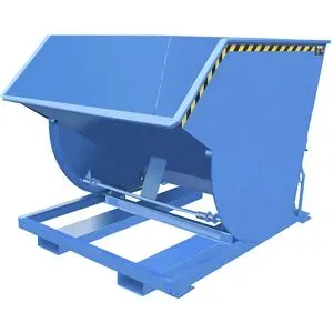 Kippbehälter, schmale Ausführung, Volumen 2,0 m³, Traglast 3000 kg, blau RAL 5012 eurokraft pro