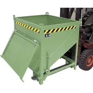 Silobehälter, Volumen 0,75 m³, mit stirnseitiger Klappe, resedagrün RAL 6011 eurokraft pro