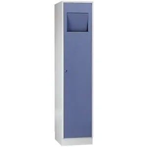 Wäschesammelschrank, mit selbstschließender Einwurfklappe, taubenblau RAL 5014 Wolf