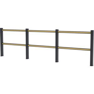 Schutzgeländer Flex Impact® HD Light, schwarze Pfosten - schwarz/gelb gestreift, Breite 3750 mm Boplan