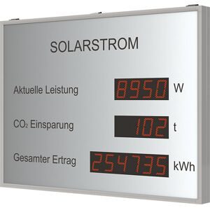 kaiserkraft LED-Photovoltaik-Anzeige, HxBxT 400 x 500 x 39 mm, silber eloxiert