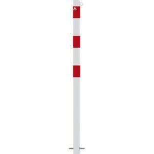 Absperrpfosten, Ø 60 mm, weiß / rot, zum Einbetonieren, mit 1 Öse Schake