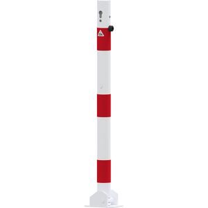 Absperrpfosten, Ø 60 mm, weiß / rot, klappbar mit Profilzylinder, ohne Öse Schake