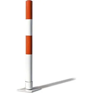 Absperrpfosten aus Stahlrohr, flexibel, Ø 76 mm, zum Aufdübeln, rot / weiß Moravia