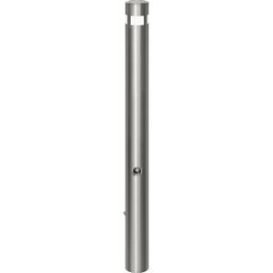 kaiserkraft Edelstahl-Sperrpfosten, Ø 102 mm, mit Solar-Leuchtkopf, zum Einbetonieren, Bodenhülse, Dreikantverschluss