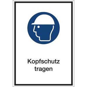 kaiserkraft Kombizusatzschilder für Gebotszeichen, Kopfschutz tragen, Folie, LxHxT 130 x 185 x 0.1 mm