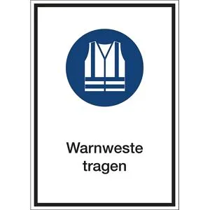 kaiserkraft Kombizusatzschilder für Gebotszeichen, Warnweste tragen, Folie, LxHxT 210 x 297 x 0.1 mm