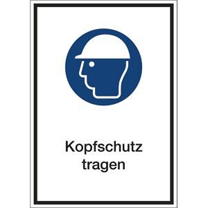 kaiserkraft Kombizusatzschilder für Gebotszeichen, Kopfschutz tragen, Kunststoff, LxHxT 210 x 297 x 1 mm