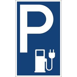 kaiserkraft Parkplatzkennzeichen, Kunststoff, P / Elektrotankstelle, LxH 150 x 250 mm