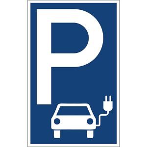 kaiserkraft Parkplatzkennzeichen, Kunststoff, P / Elektrofahrzeug, LxH 250 x 400 mm