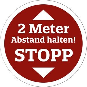 kaiserkraft Bodenaufkleber - Abstand halten, Folie mit Fußbodenlaminat, Ø 400 mm, rot