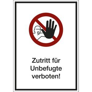 kaiserkraft Kombizusatzschild mit Text für Verbotszeichen, Zutritt für Unbefugte verboten, VE 10 Stk, Folie, LxHxT 105 x 148 x 0,1 mm