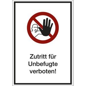 kaiserkraft Kombizusatzschild mit Text für Verbotszeichen, Zutritt für Unbefugte verboten, VE 10 Stk, Kunststoff, LxHxT 210 x 297 x 1 mm