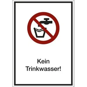 kaiserkraft Kombizusatzschild mit Text für Verbotszeichen, Kein Trinkwasser, VE 10 Stk, Kunststoff, LxHxT 210 x 297 x 1 mm