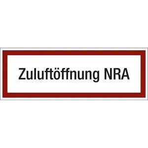 kaiserkraft Brandschutzkennzeichen für die Feuerwehr, Zuluftöffnung NRA, VE 10 Stk, Folie, LxH 210 x 74 mm