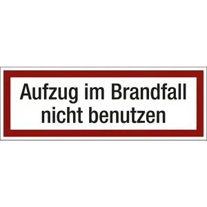 kaiserkraft Brandschutzkennzeichen für die Feuerwehr, Aufzug im Brandfall nicht benutzen, VE 10 Stk, Kunststoff, LxH 297 x 105 mm