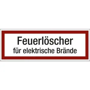kaiserkraft Brandschutzkennzeichen für die Feuerwehr, Feuerlöscher für elektrische Brände, VE 10 Stk, Kunststoff, LxH 297 x 105 mm