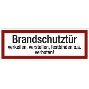kaiserkraft Brandschutzkennzeichen für die Feuerwehr, Brandschutztür verkeilen, verstellen, festbinden o. ä. verboten!, Kunststoff, LxH 210 x 74 mm