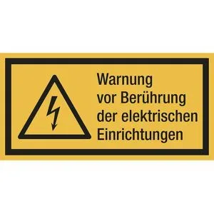 kaiserkraft Kombischilder mit Text für Warnkennzeichen, Warnung vor Berührung der elektrischen Einrichtungen, VE 10 Stk, Folie, LxH 74 x 37 mm