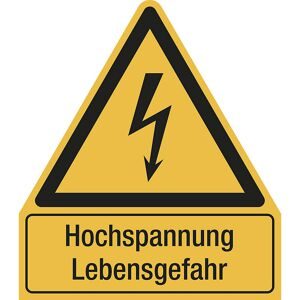 kaiserkraft Kombischilder mit Text für Warnkennzeichen, Hochspannung Lebensgefahr, dreieckig, VE 10 Stk, Folie, LxH 210 x 240 mm