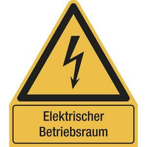 kaiserkraft Kombischilder mit Text für Warnkennzeichen, Elektrischer Betriebsraum etc., dreieckig, VE 10 Stk, Folie, LxH 210 x 240 mm