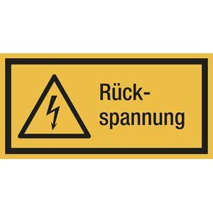 kaiserkraft Kombischilder mit Text für Warnkennzeichen, Rückspannung, rechteckig, VE 10 Stk, Folie, LxH 105 x 52 mm