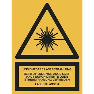 kaiserkraft Kombischilder mit Text für Warnkennzeichen, Unsichtbare Laserstrahlung - LASER KLASSE 4, VE 10 Stk, Folie, LxH 150 x 200 mm